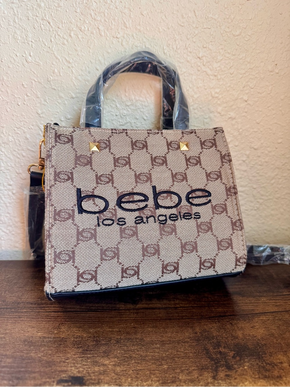 bebe Logo Tallula Mini Satchel with Black Accents